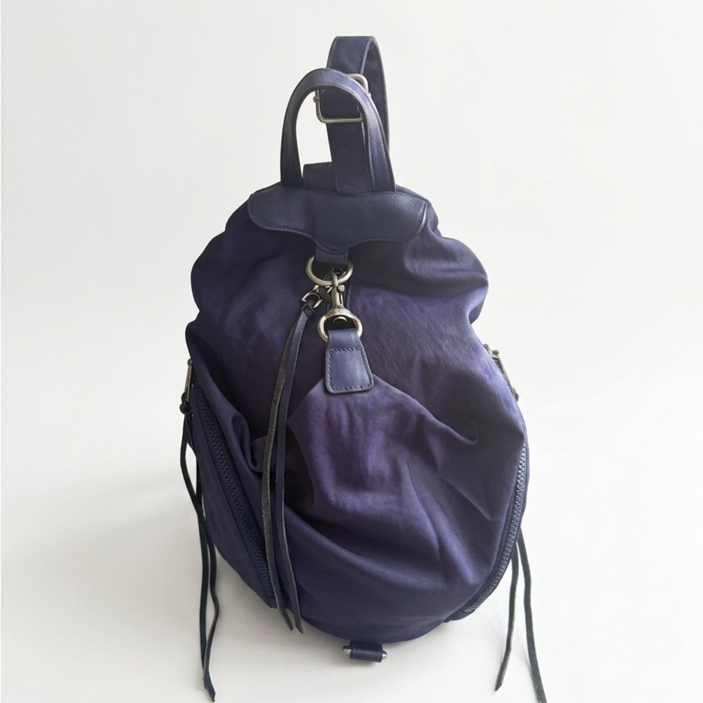 Rebecca Minkoff Julian Washed Nylon Backpack - Navy Blue / Silver Hardware
